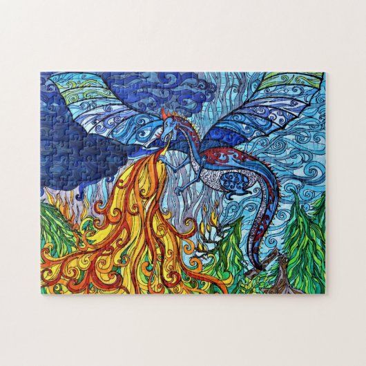ステンドグラス・ドラゴンパズル ジグソーパズル (横)