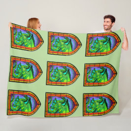 ステンドグラス・ドラゴン フリースブランケット