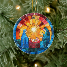 ステンドグラス+ナティビティ+シーン+クリスマス+オーナメント セラミックオーナメント