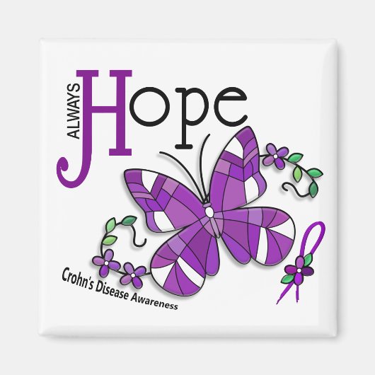 ステンドグラス・バタフライ・クローン病 マグネット (正面)