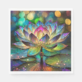 ステンドグラス ビブラント ロータスフラワー スタンダードランチョンナプキン