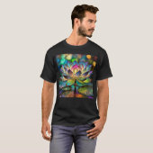 ステンドグラス ビブラント ロータスフラワー Tシャツ (正面フル)