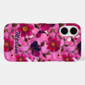 ステンドグラス ピンクの赤い花 Case-Mate iPhoneケース (裏面 (横))