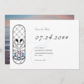 ステンドグラス　ファンタジーなスワン　ハスの花　ウェディング セーブザデート (正面/裏面)