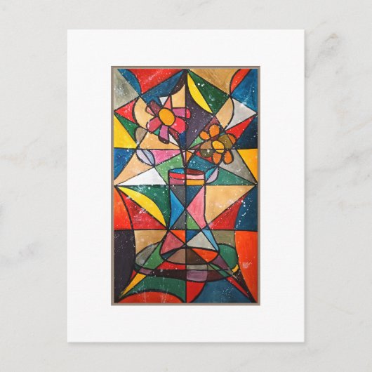 ステンドグラス フラワーポット アクリル アート ポストカード (正面)