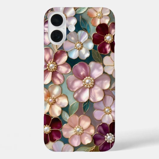 ステンドグラス フラワー iPhoneケース バーガンディ ピンク Case-Mate iPhoneケース (裏面)