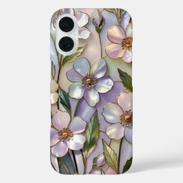 ステンドグラス フラワー iPhoneケース パステルラベンダー iPhone 16ケース