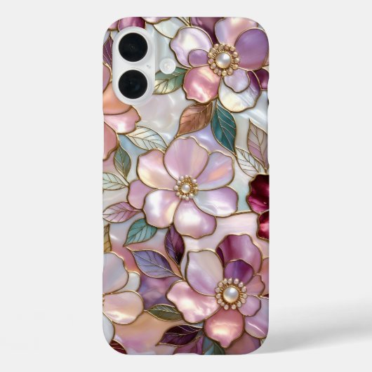 ステンドグラス フラワー iPhoneケース ピンクパール ゴールド Case-Mate iPhoneケース (裏面)