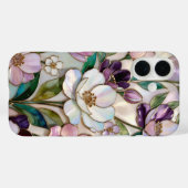 ステンドグラス フラワー iPhoneケース 白 紫 金 Case-Mate iPhoneケース (裏面 (横))