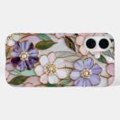ステンドグラス フラワー iPhoneケース 真珠 花 Case-Mate iPhoneケース (裏面 (横))