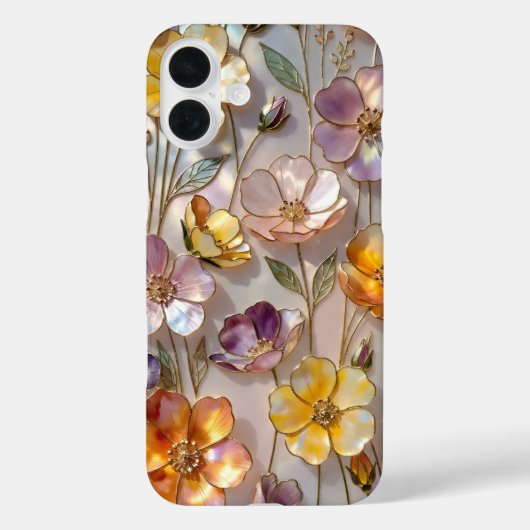 ステンドグラス フラワー iPhoneケース 黄色 ピンク ゴールド Case-Mate iPhoneケース (裏面)