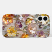 ステンドグラス フラワー iPhoneケース 黄色 ピンク ゴールド Case-Mate iPhoneケース (裏面 (横))