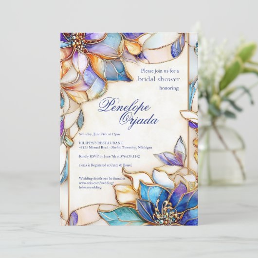 ステンドグラス ブライダルシャワー 招待状 (スタンド正面)