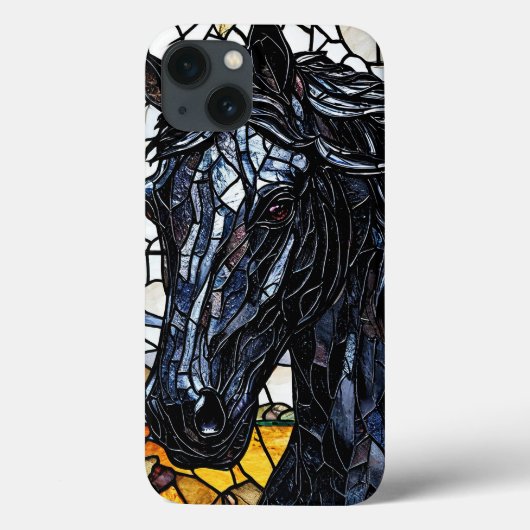 ステンドグラス ブラックホース エレガンス ✨ Case-Mate iPhoneケース (裏面)
