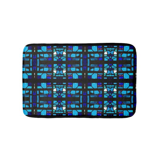 ステンドグラス ブルーのバスマット バスマット (正面)