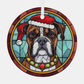 ステンドグラス ボクサー犬 クリスマス ガラスオーナメント (裏面)