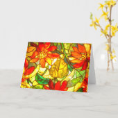 ステンドグラス·ポインセチア花ヴィンテージフローラ カード (黄色い花)