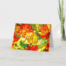 ステンドグラス·ポインセチア花ヴィンテージフローラ