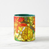 ステンドグラス·ポインセチア花ヴィンテージフローラ マグカップ (中央)