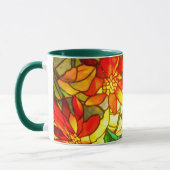 ステンドグラス·ポインセチア花ヴィンテージフローラ マグカップ (左)