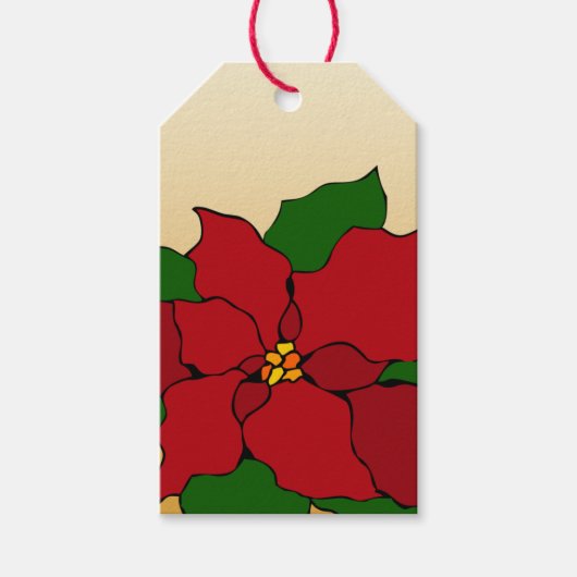 ステンドグラス・ポインセチア ギフトタグ (正面)