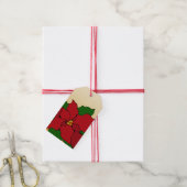 ステンドグラス・ポインセチア ギフトタグ (より糸付き)