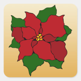 ステンドグラス・ポインセチア スクエアシール