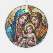 ステンドグラス・メアリー、ヨセフ、イエス ガラスオーナメント (正面)