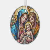 ステンドグラス・メアリー、ヨセフ、イエス ガラスオーナメント (正面右)