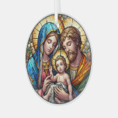 ステンドグラス・メアリー、ヨセフ、イエス ガラスオーナメント (正面左)