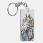 ステンドグラス モザイク 馬 アート キーホルダー (正面左)