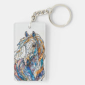 ステンドグラス モザイク 馬 アート キーホルダー (裏面)