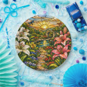 ステンドグラス ランと太陽 ペーパープレート (パーティー)