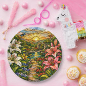 ステンドグラス ランと太陽 ペーパープレート (パーティー)