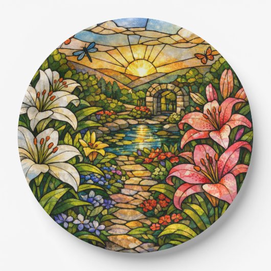 ステンドグラス ランと太陽 ペーパープレート (正面)