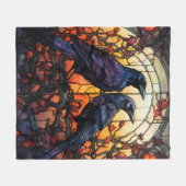 ステンドグラス・ラヴェンス フリースブランケット (正面(横))