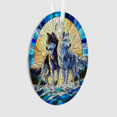 ステンドグラス・ルック・ウルフ・ペア オーナメント (正面)
