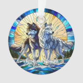 ステンドグラス・ルック・ウルフ・ペア オーナメント (正面)