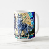 ステンドグラス・ルック・ウルフ・ペア コーヒーマグカップ (正面右)