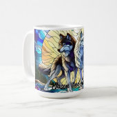 ステンドグラス・ルック・ウルフ・ペア コーヒーマグカップ (正面左)