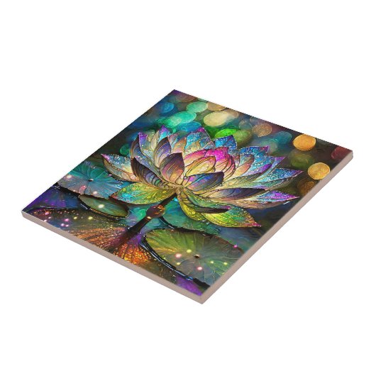 ステンドグラス ヴィブラント ロータス フラワー タイル (側面)