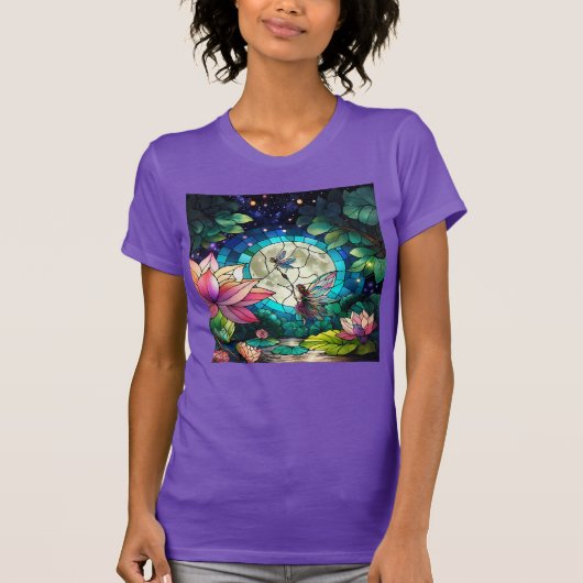 ステンドグラス 小さな妖精とトンボ Tシャツ (正面)