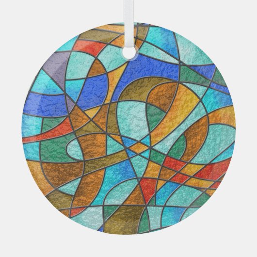 ステンドグラス:抽象芸術カラフルスケッチ。 ガラスオーナメント (正面)