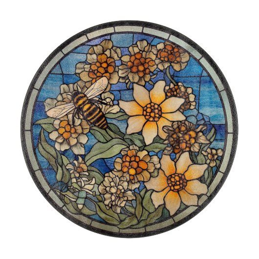 ステンドグラス（昆虫）マルハナバチ カッティングボード (正面)