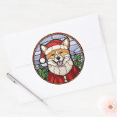 ステンドグラス 柴犬 クリスマス ラウンドシール (封筒)