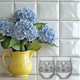 ステンドグラス（紋章の）フラ・ダ・リステンドグラス模様 ステムなしワイングラス