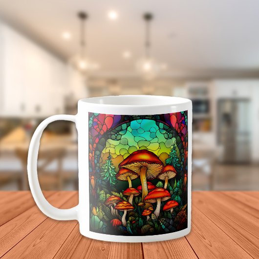ステンドグラス 赤いキノコ 毒キノコ ファンタジー コーヒーマグカップ