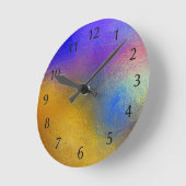 ステンドグラス、透明なカラフル光沢のある窓 ラウンド壁時計 (傾斜)