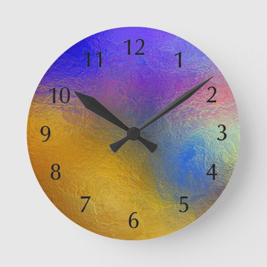 ステンドグラス、透明なカラフル光沢のある窓 ラウンド壁時計 (正面)