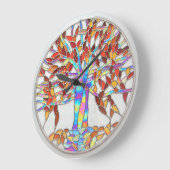ステンドグラス「魔法の木」バージョン2 ラージ壁時計 (傾斜)
